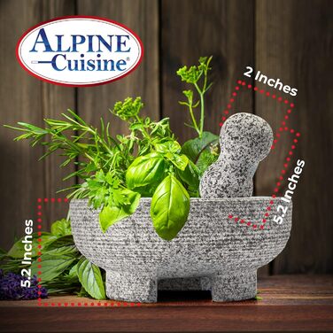 Набір для приготування соусів та спецій Alpine Cuisine: ступка та товкачок з граніту (20,3 см)