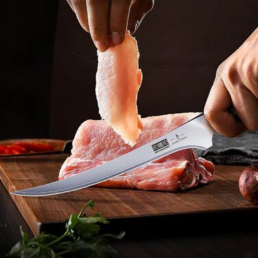 Набір кухонних ножів HOSHANHO 7 предметів: професійний японський набір з нержавіючої сталі з високим вмістом вуглецю, гострі ножі з ергономічними ручками з паккавуда (9-дюймовий ніж для філе)