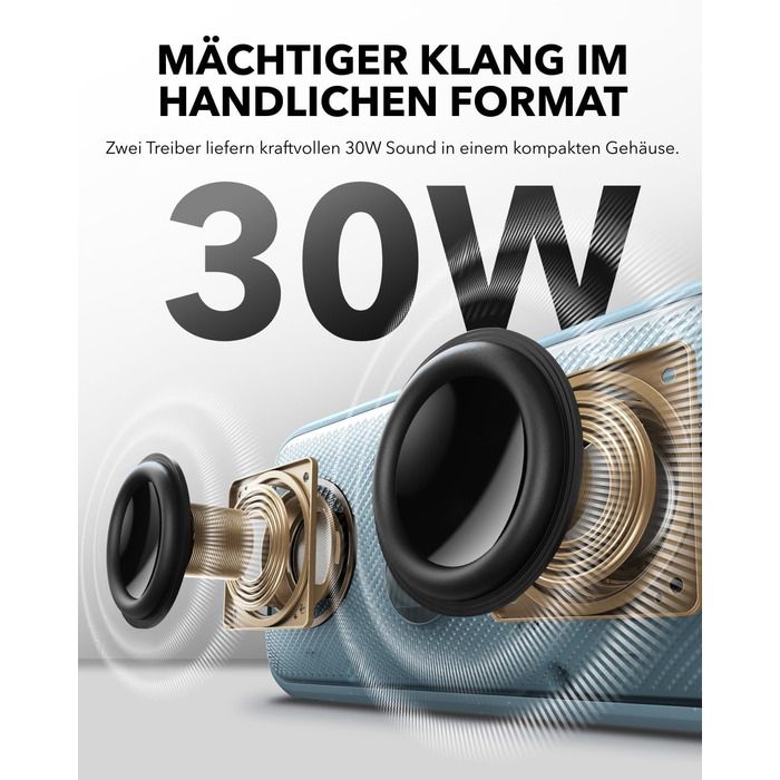 Soundcore Motion 300: Bluetooth-динамік з BassUp, SmartTune, 30W, 13 годин, IPX7, для саду, кемпінгу та піших прогулянок (блакитний)