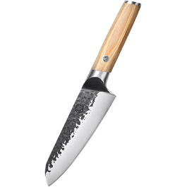 Японський ніж Santoku Mitsumoto Sakari 17 см, ручне ковальство, професійний, з пакавудовою ручкою, оригінальний колір дерева