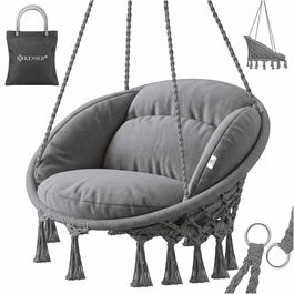 Крісло-гойдалка KESSER® з подушкою - крісло-гойдалка для дорослих та дітей, до 150 кг, для дому та саду, сіре