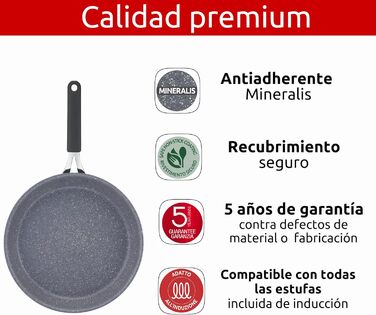 Сковорода Lagostina Tempra Mineral з антипригарним покриттям, 30 см, сталь/алюміній, силіконові ручки, ефект каменю, для всіх типів плит