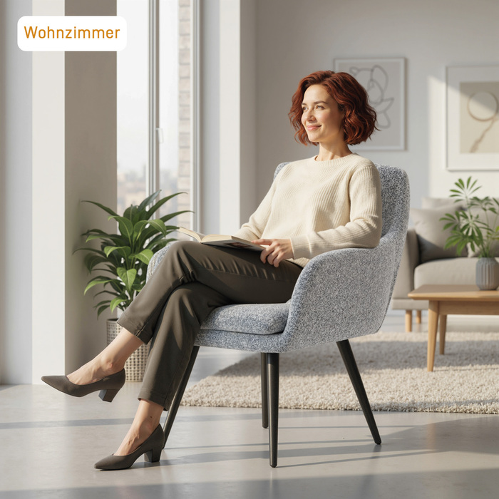 Сучасний акцентний стілець, м'який стілець на металевих ніжках, з текстурою льону, світло-сірого кольору