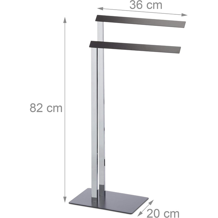 Вішалка для рушників Relaxdays, хром/антрацит, дворучна, HBT 82x46x20 см