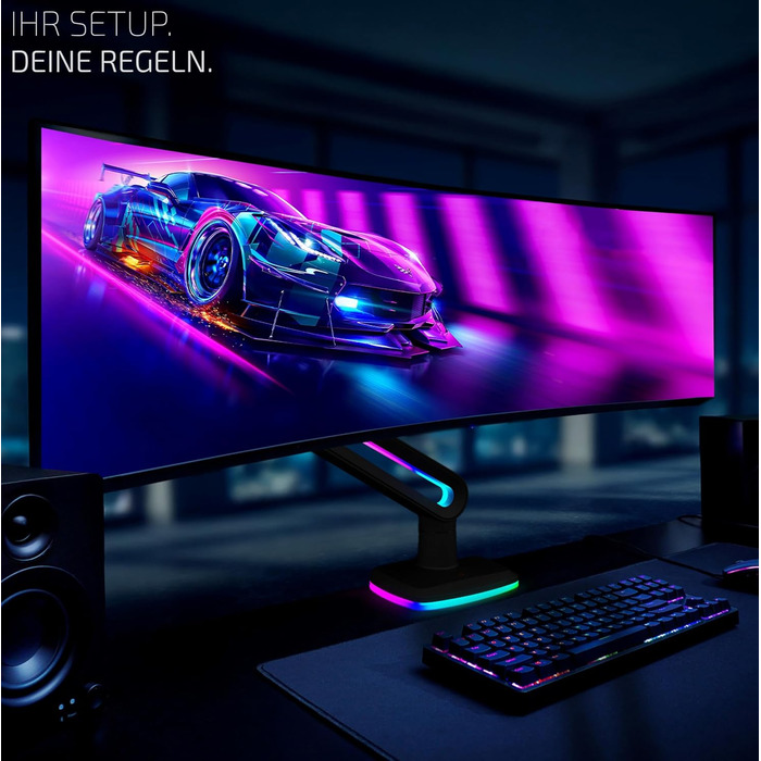 Кріплення для монітора Invision Vortex Gaming – 27–57 дюймів – Curved & UltraWide – RGB LED – 3–18 кг (VR200)