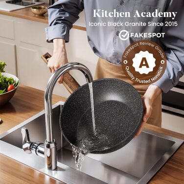 Набір кухонного посуду з нержавіючої сталі з антипригарним покриттям, 30 предметів, чорний гранітний набір каструль та сковорідок