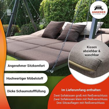 Гойдалка Анґерер Голлівуд Лаунж Смарт – зручна гойдалка для сидіння, відпочинку та сну, з функцією ліжка, легка збірка, Made in Germany, преміум-якість, бежева тканина