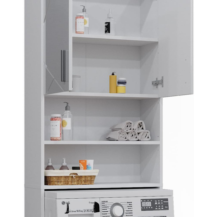 Шафа для пральної машини Vicco Irma, білий глянець, 64x190,5 см, ванна кімната