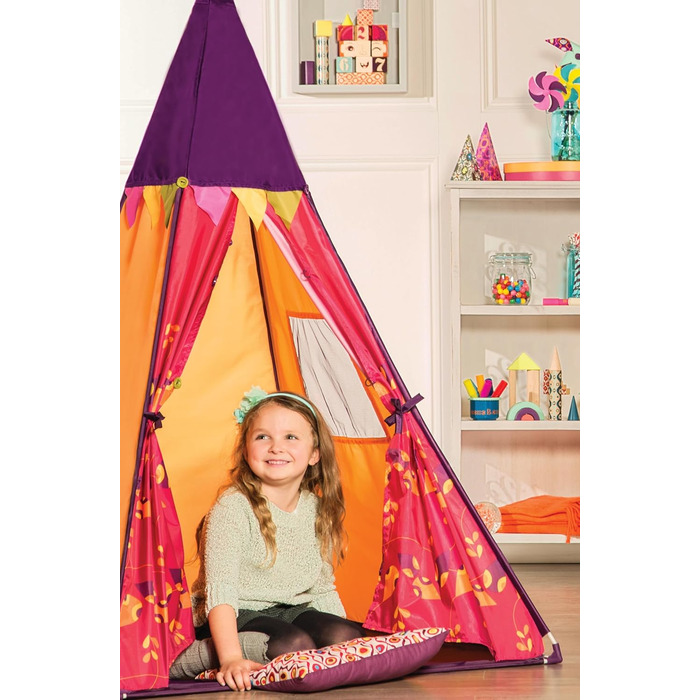 Дитяче намет-тіпі B. toys з ліхтарем – ігровий намет для дому, кімнати, індоор – для хлопчиків та дівчаток від 3 років (Помаранчевий)