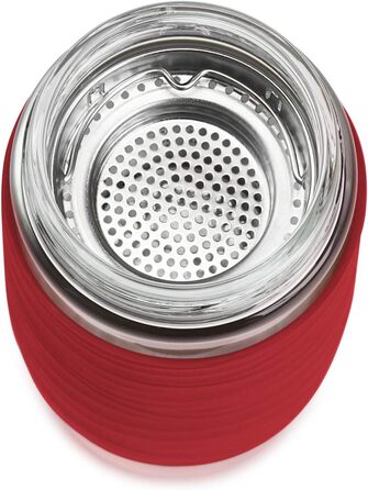 Чайний горнятко Emsa N20805 Teebecher з подвійними стінками, 0.4 л, знімний фільтр, без BPA, герметичне, не протікає, придатне для миття в посудомийній машині, 360° отвір (Червоний)