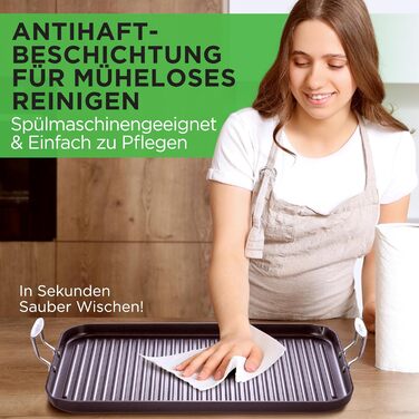 НутріШеф Гриль-плита 56 см – чавунна сковорода-гриль з антипригарним покриттям та жолобками для збору жиру, стійка до високих температур. Підходить для газового гриля, плити, BBQ та приготування їжі в приміщенні.