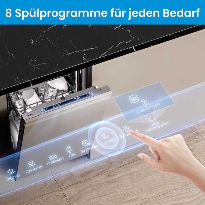 Посудомийна машина Midea SF 3.45N PRO: 9 комплектів, Inox, Wi-Fi, 5 програм, 47 dB