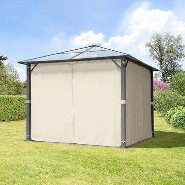 Пергола Gartenpavillon Polycarbonat 3x3 м, бежева, з 4 боковинами та москітними сітками