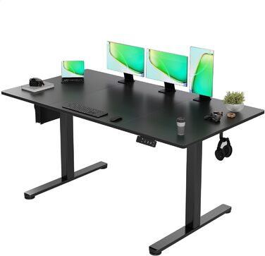 Регульований стіл Claiks 120x60 см, електричний, з пам'яттю, з гачками | Стіл для стоячи та сидячи