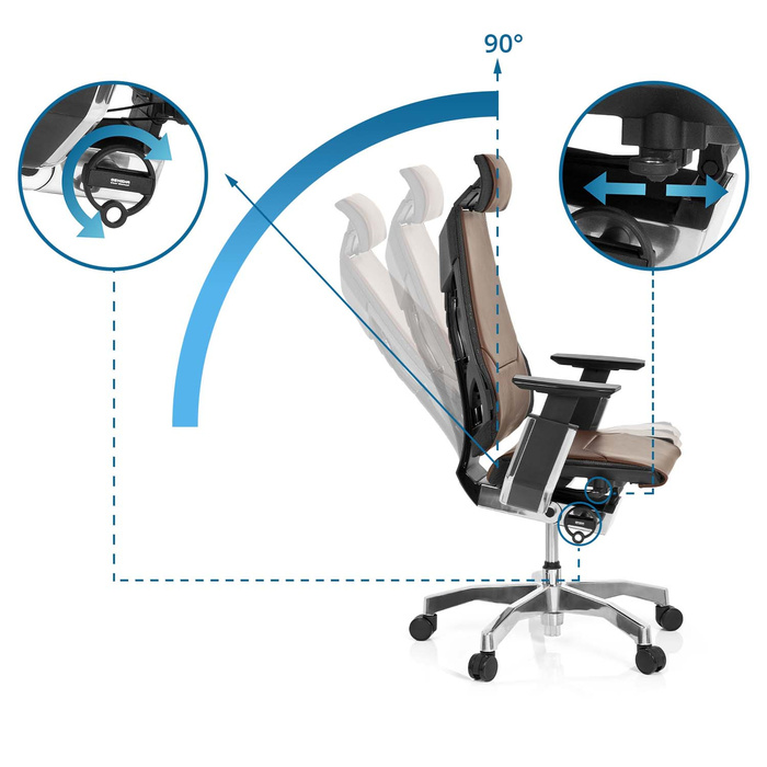 Крісло офісне GENIDIA PRO шкіряне коричневе hjh OFFICE