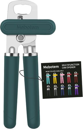 Відкривачка для консервів ручна, сталева, з великим зручним колесом та відкривачем для пляшок (1 шт., смарагдовий колір)