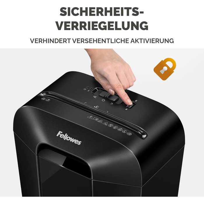 Fellowes Шредер для паперу LX70 (11 листів) з частинковим різанням, 18л кошик, захист від несанкціонованого доступу, чорний