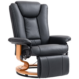 Крісло під телевізор HOMCOM Recliner Swivel з функцією відкидання та підставкою для ніг витримує до 150 кг, крісло під телевізор з імітації шкіри в чорному кольорі для вітальні