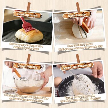 Набір для закваски з 10 шт: круглі та овальні корзини для вистоювання тіста, скляні банки для закваски 730 мл, аксесуари для хрусткої скоринки, для початківців та професіоналів