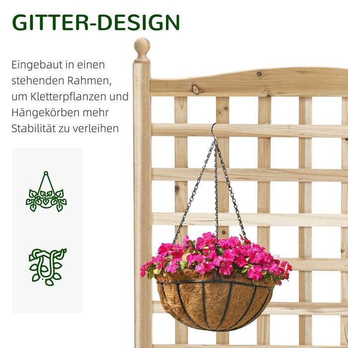 Балконний ящик Outsunny Climbing Plants, 1,2 м, ящик для кашпо з решіткою, ящик для квітів з ширмою конфіденційності, натуральне дерево