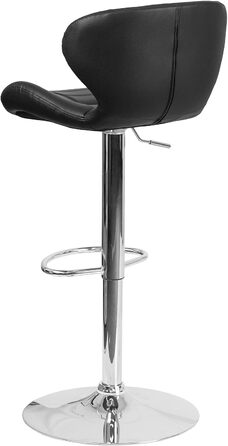 Барний стілець Flash Furniture Denville, регульована висота, з хромованою основою, спинка, 2 шт. (Чорний вініл)