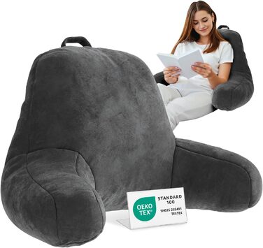 Підвалин для спини ELONEO з підлокітниками – м'яке крісло для читання в ліжко та диван, 76 × 46 × 40 см