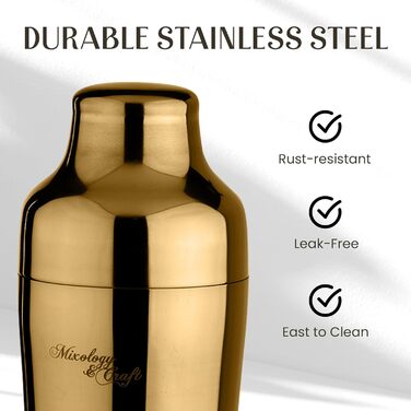 Набір для коктейлів та міксології Edles (10 предметів) - шейкер з нержавіючої сталі, баргарні аксесуари в дерев'яній підставці з бамбука - подарунковий набір, золотий/натуральний бамбук