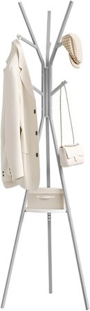 Вільна стійка для одягу WOLTU у вигляді дерева, металева, з полицею та 9 гачками, для одягу, шапок та сумок, біла