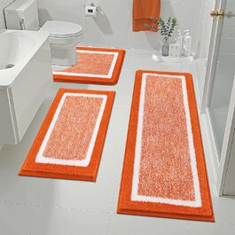 Набір килимків для ванної кімнати Pauwer, 3 шт. (душовий килимок, килимок для туалету), мікрофібра, антиковзаючі, машинне прання, плюшеві, 18'x26'+18'x48'+U Shape 20'x24', помаранчевий/червоний, в смугастий візерунок (Sunset Chevron)