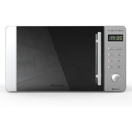 Мікрохвильова піч Cecotec Pro Clean 5120 Mirror 20 л, 700 Вт, гриль 800 Вт, дзеркальні дверцята, 8 програм, цифрова, Ready 2 Clean, 3D-хвиля, таймер 60 хв, LED, нержавійка