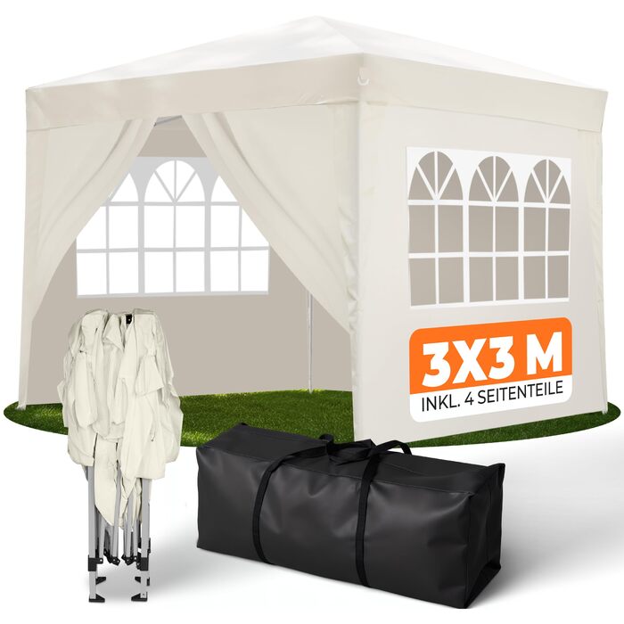 Павільйон Kronenburg розкладний, 3x3 м, водонепроникний, UV захист 50+, Champagner, з 4 боковими панелями