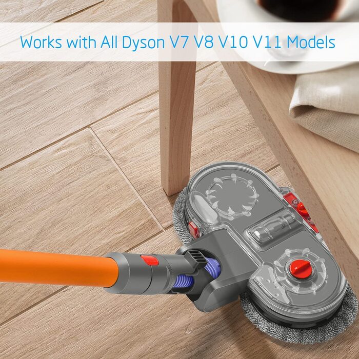 Електрична насадка для миття підлоги MoPei з резервуаром для води для пилососа Dyson V15 V11 V10 V8 V7, включаючи 3 комплекти насадок для миття підлоги, сірого кольору