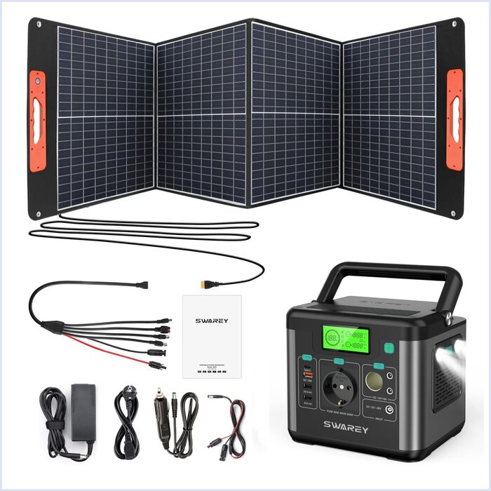 Портативна електростанція сонячна, 300W (пікова 600W), USB-C 65W, для кемпінгу та подорожей