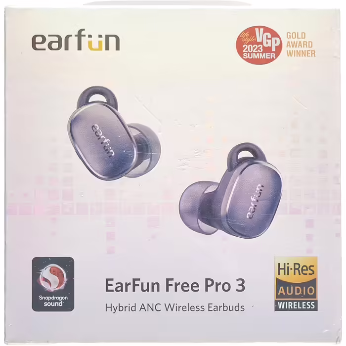 EarFun Free Pro 3 бездротові Bluetooth навушники з шумозаглушенням, Hi-Res Audio, Snapdragon Sound, aptX Adaptive, 6 мікрофонів для HD-дзвінків, Multipoint, акумулятор 33 год, бездротова зарядка, налаштовуваний еквалайзер, сині