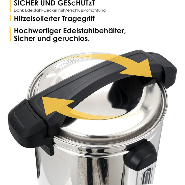 Глювайнер Cecaylie з нержавіючої сталі, 8 л, з термостатом та краном