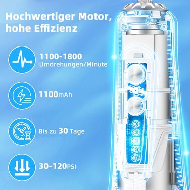 Електрична ірigator для порожнини рота Munddusche з 5 режимами, 300 мл, 6 насадок, рожевий