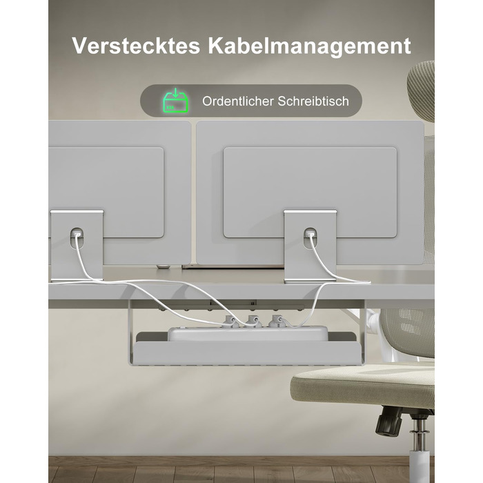 Електричний стіл Devoko 200x80 см з USB-C, білий. Регулювання висоти, комп'ютерний стіл з органайзером для кабелів