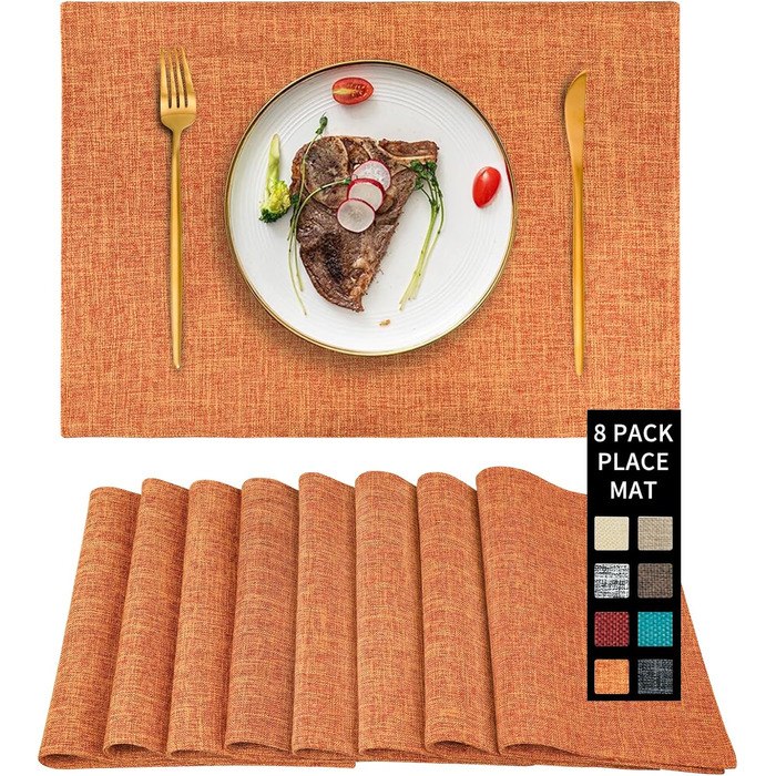 Набір тканинних серветок для столу (8 шт), Бордовий колір, Стійкі до тепла, Легко миються, Ідеально для святкування та декору