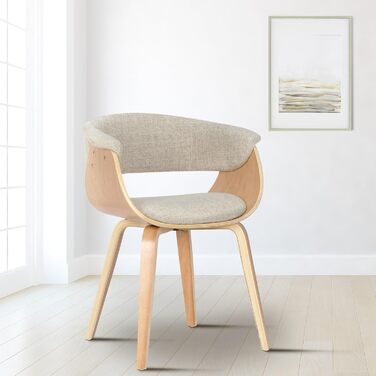 Стільці для їдальні CLP Bruce з тканинним покриттям, дерев'яним каркасом, чорного кольору для їдальні або кухні | Крісло витримує до 150 кг, колір: каркас - горіх (дерево (натуральне), кремовий)