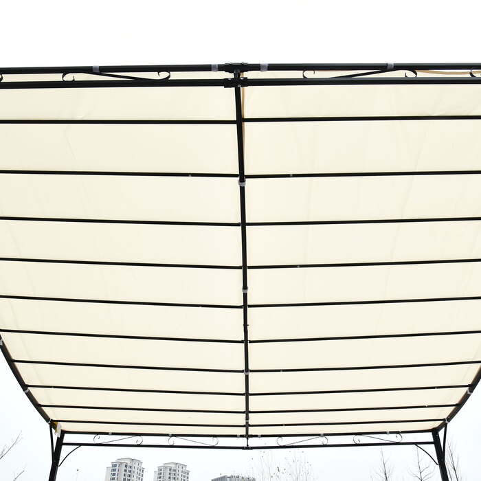 Намет з навісом для садової альтанки Outsunny Pergola металевий, кремовий, 297x297см| Аосом