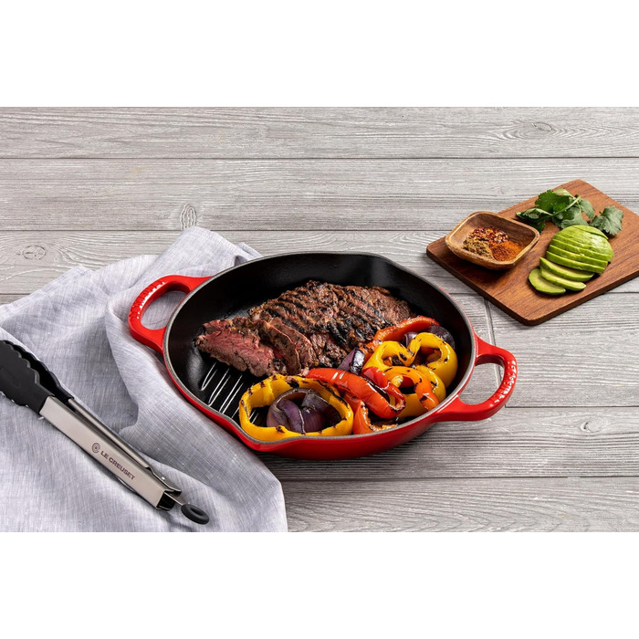 LE CREUSET Signature Сковорода гриль кругла висока з чавуну, 25 см, Червоний (Ofenrot), для всіх типів плит та духовок