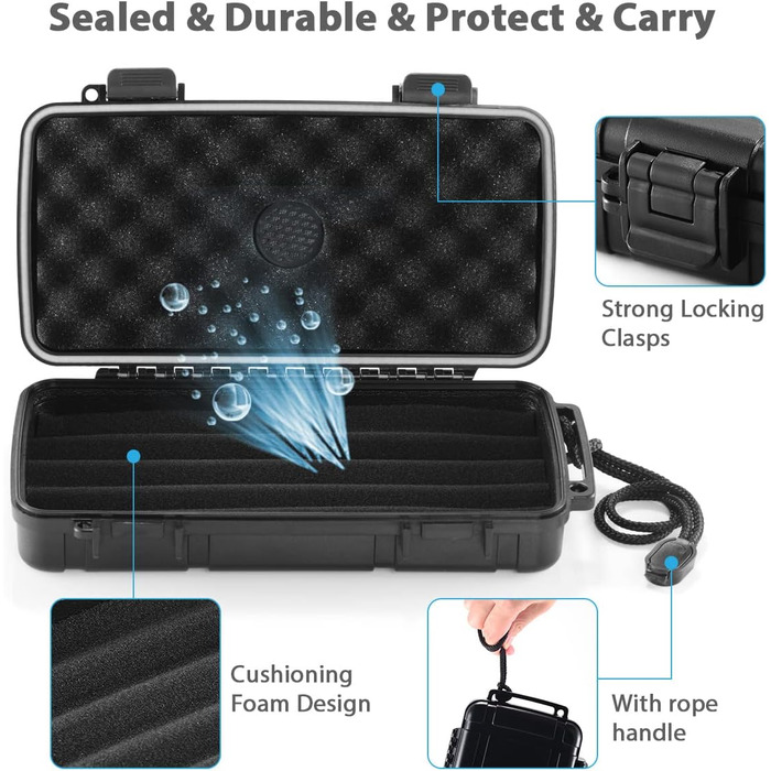 Портативний цигарковий вологозберігач-кейc для подорожей, водонепроникний, на 10 цигарок (23,8 x 12,7 x 9,6 см)