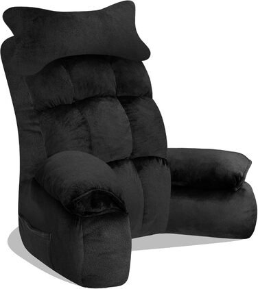 Підкуштунок для ліжка та дивана, подушка для спини, зручний підкуштунок з підлокітником для дорослих, 67*30 см (Чорний)