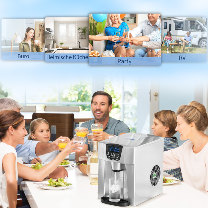 Машина для приготування льоду, таймер, резервуар для води 1,2 л, сріблястого кольору