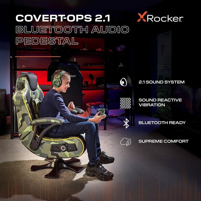 Крісло ігрове X Rocker Covert Ops 2.1 з аудіосистемою - для ігор та розваг