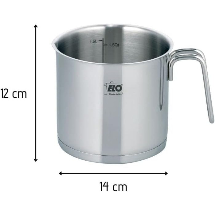 Каструля ELO Citrin без кришки 14 см з нержавіючої сталі з літражем, для індукційних плит