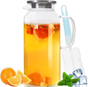 Скляна карафа Yirilan 1.5L з кришкою, 51 унція, для води, 2L