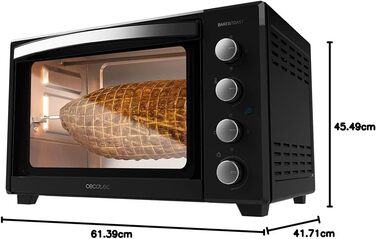 Конвекційна піч Cecotec 46 літрів Bake&Toast 4600 White Gyro. 2000 Вт, внутрішнє освітлення, 12 функцій, температура до 230º, подвійне скло, з поворотним шампуром, білий (чорний, 45л)