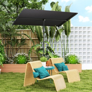 Outsunny Parasol Садова парасолька з регулюванням висоти на 180 градусів з алюмінієвим стовпом Ринок Парасолька Сонцезахисна парасолька Консольна парасолька Балконна парасолька Парасолька для балкона 150x205см Темно-сірий