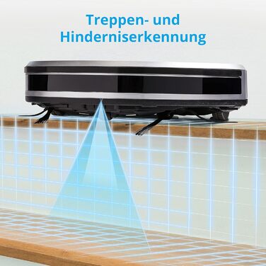 Робот-пилосос MEDION MD 19100 з базою та пультом дистанційного керування. Оптимізований для власників тварин та алергіків, ультратонкий, для твердих підлог та килимів, з функцією розпізнавання перешкод та сходинок